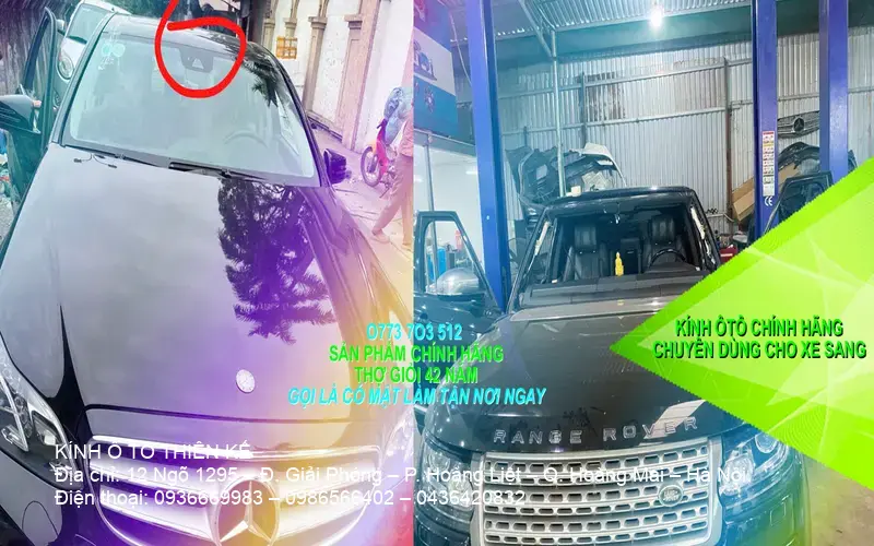 Kỹ thuật viên thay kính ô tô tại nhà sử dụng dụng cụ chuyên nghiệp