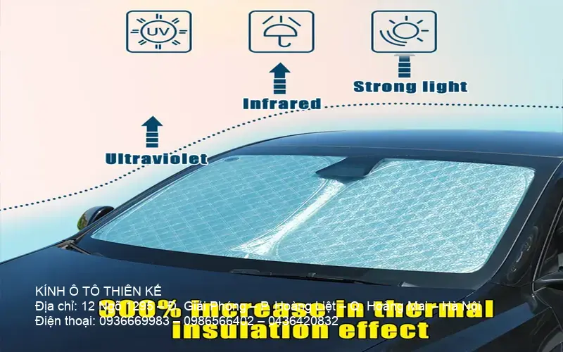Tesla Model 3 dashboard with heat-insulating windshield