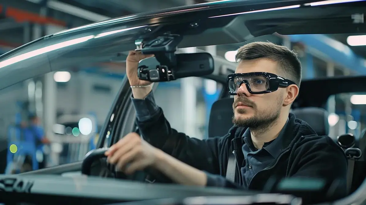 Damaged auto windshield being repaired