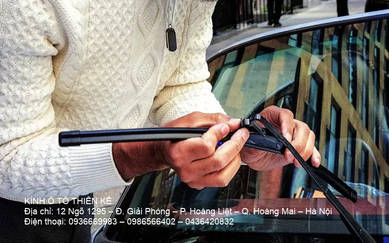 Close-up of two wiper blades
