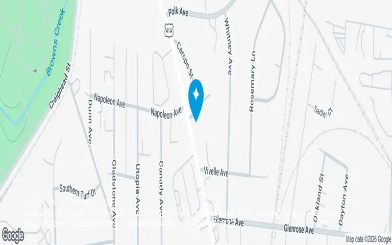 Marked map showing a location