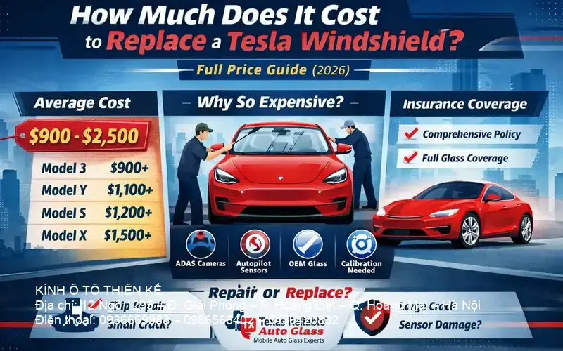 Tesla windshield replacement cost visual