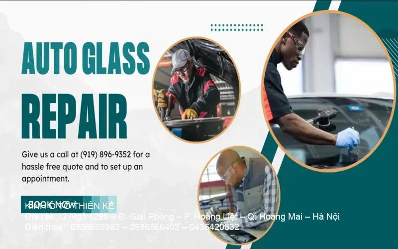 Banner dịch vụ kính ô tô giá rẻ Hà Nội 2026 Banner for auto glass services