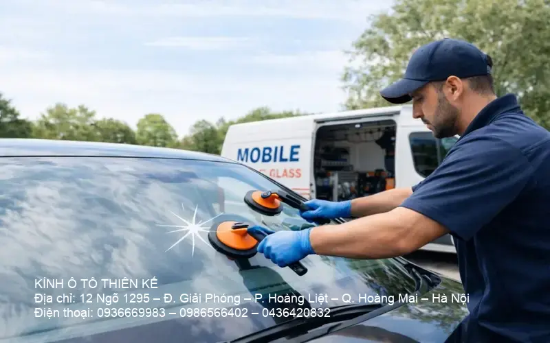 Dịch vụ thay kính chắn gió ô tô tận nơi tại Hà Nội