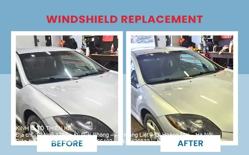 Mitsubishi Eclipse windshield replacement steps – thay kính chắn gió ô tô giá rẻ Hà Nội