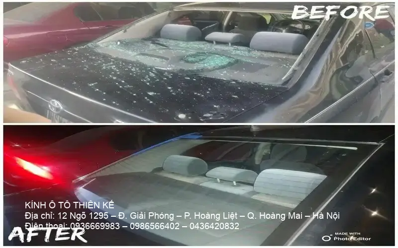 Damaged car window up close