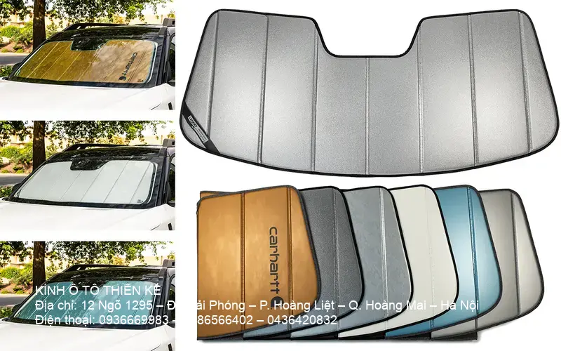 Fold up sun shade on car windshield